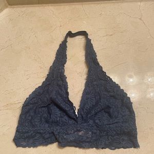 PINK Blue Lace Halter Bralette Size Medium